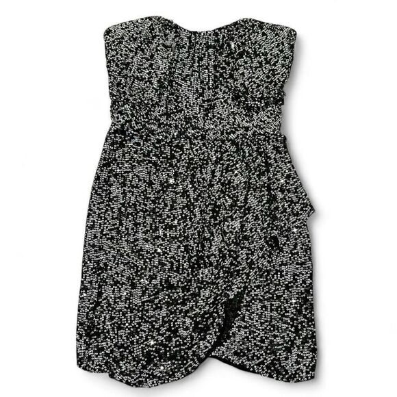 BADGLEY MISCHKA Collection Silk Sequined Wrap Dress 12 Formal Party Celebration - Picture 2 of 15